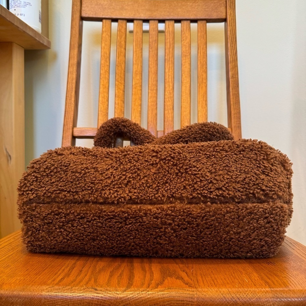 Teddy Sherpa Tote Bag, A New Day, Faux Shearling, Copper Brown, 17”X 10.5” X 5” - Picture 4 of 10
